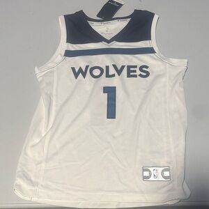 Fanatics White and Navy Wolves Basketball Jersey- NWT- Anthony Edwards